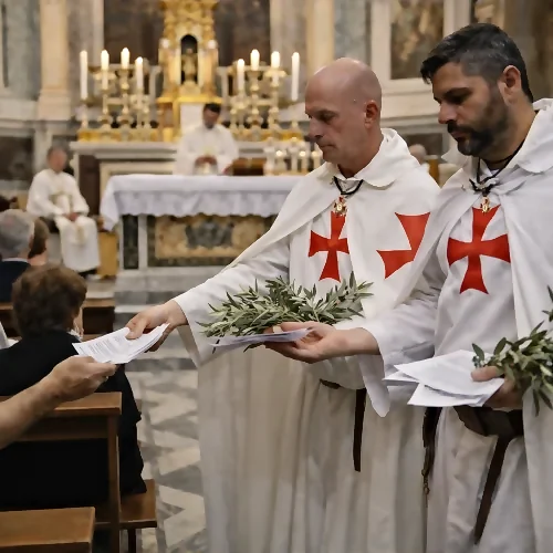 Consegna dei rami d'ulivo durante la Domenica delle Palme